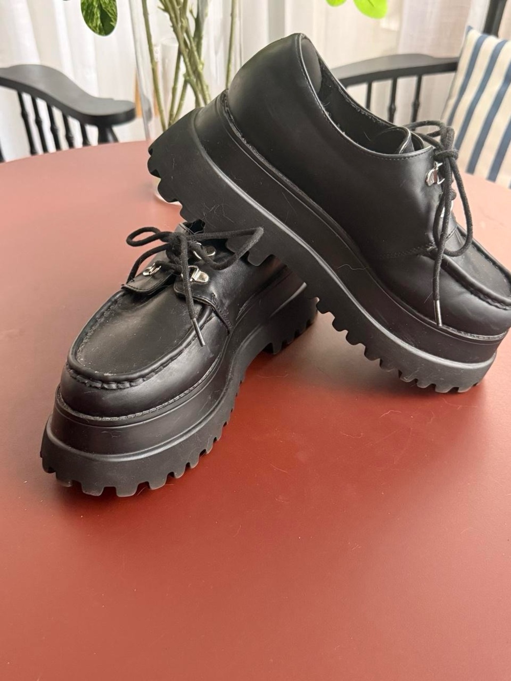 ASOS Black Chunky Platform Lace-Up Grandpa Shoe